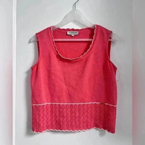 St John Pink Scallop Eyelet Tank LIKE NEW